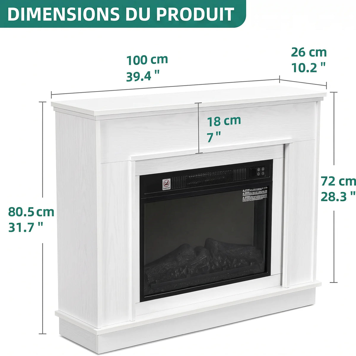 Cheminée Electrique Effet Flamme 3D Réaliste