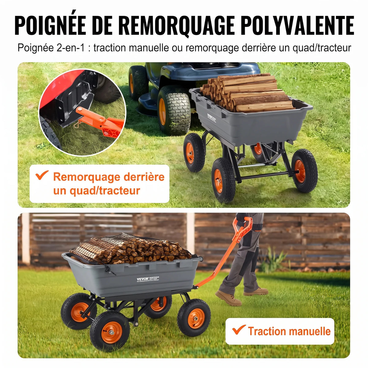 Chariot à Benne basculante - Capacité de Charge 680 kg