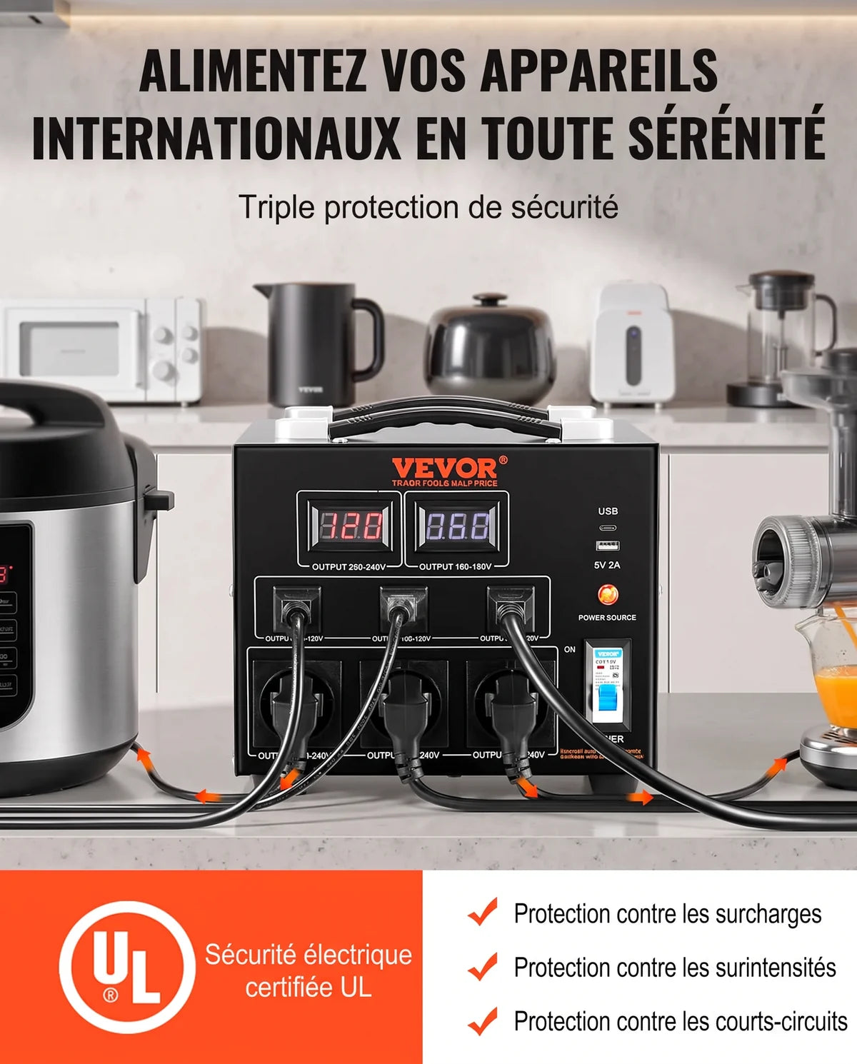 Transformateur 220 V - 110 V Convertisseur de Tension 5000 W