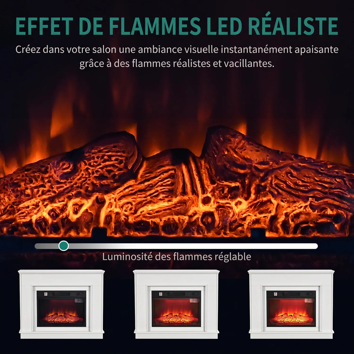 Cheminée Electrique Effet Flamme 3D Réaliste