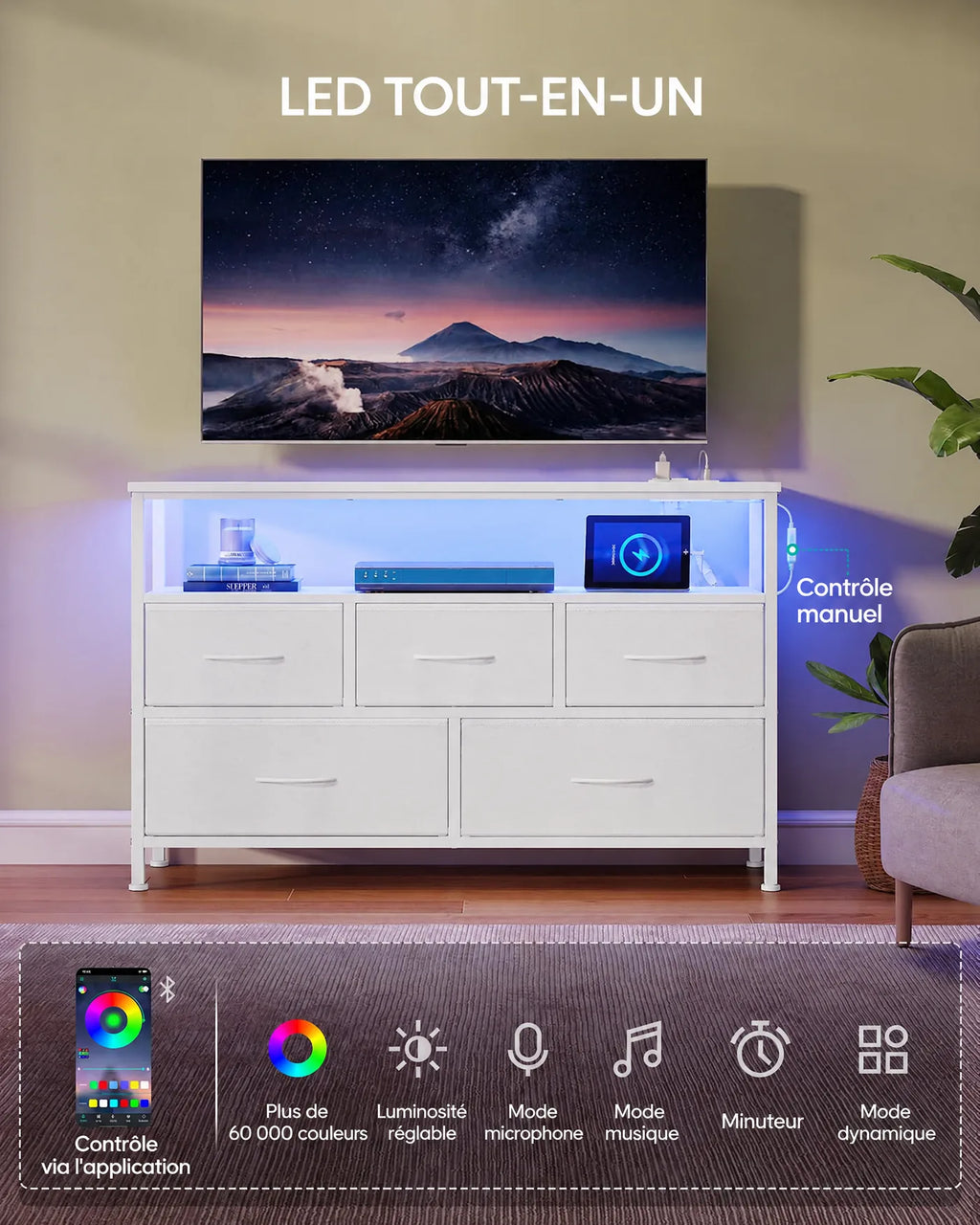 Commode avec éclairage LED