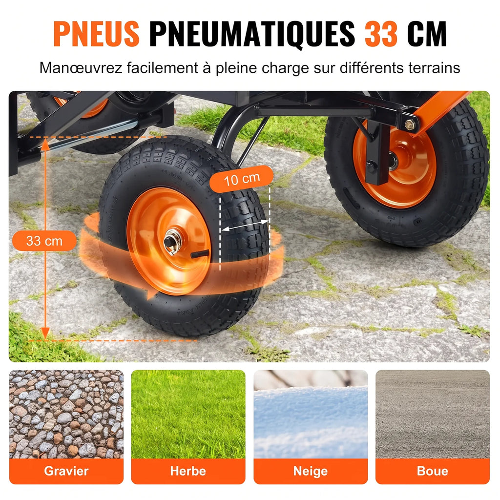Chariot à Benne basculante - Capacité de Charge 680 kg