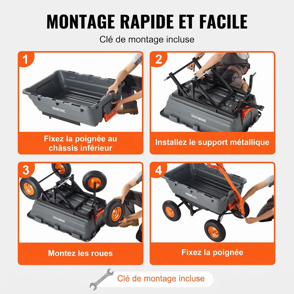 Chariot à Benne basculante - Capacité de Charge 680 kg