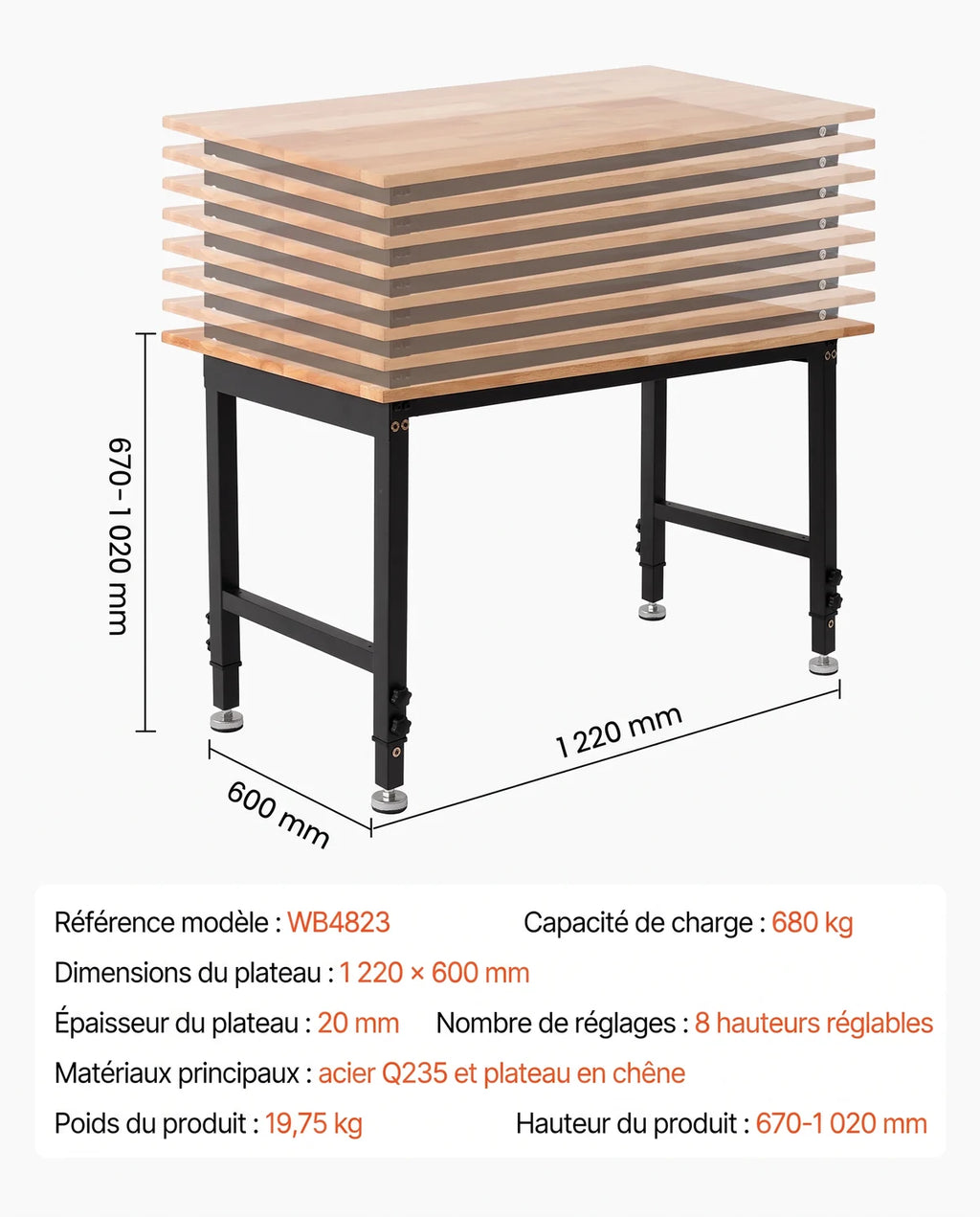 Établi Atelier 122x60 cm