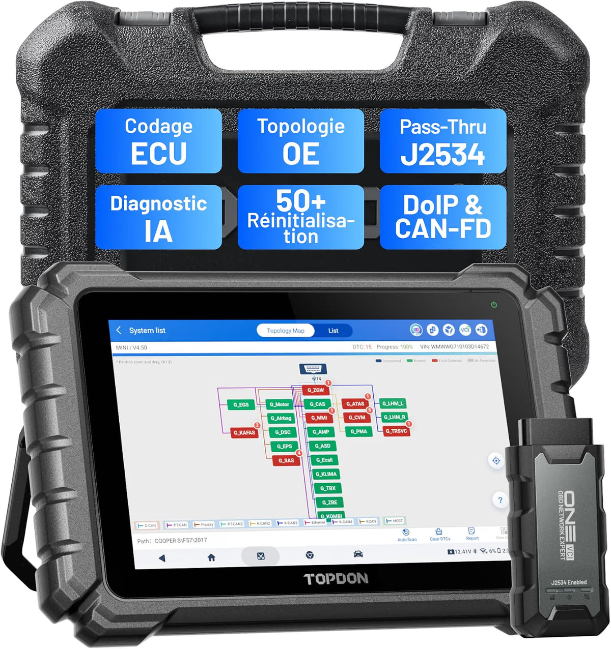 TOPDON One 10.1" Valise Diagnostic Auto Bidirectionnel