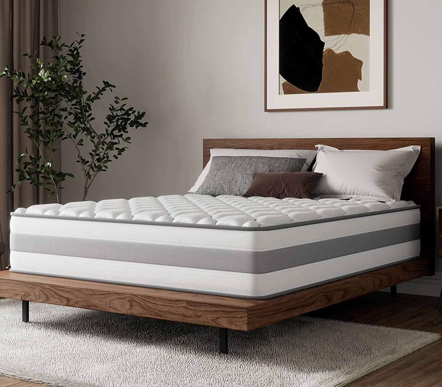 Matelas Orthopédique 140x190cm, Hauteur 25 cm, Matelas à Ressorts ensachés 7 Zones
