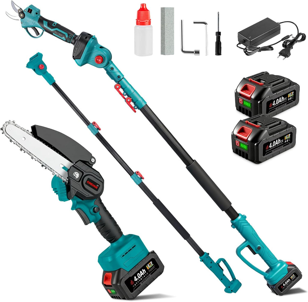 Elagueuse sur perche, 4 en 1 coupe branche 2 batteries 4Ah