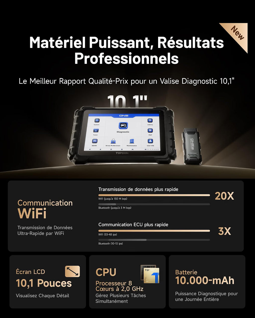 TOPDON One 10.1" Valise Diagnostic Auto Bidirectionnel