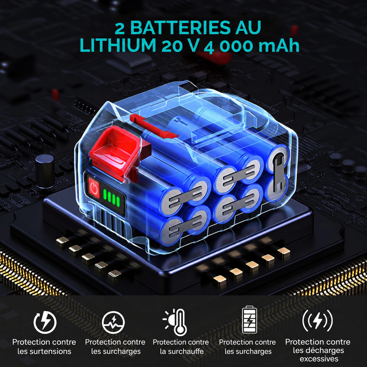 Elagueuse sur perche, 4 en 1 coupe branche 2 batteries 4Ah