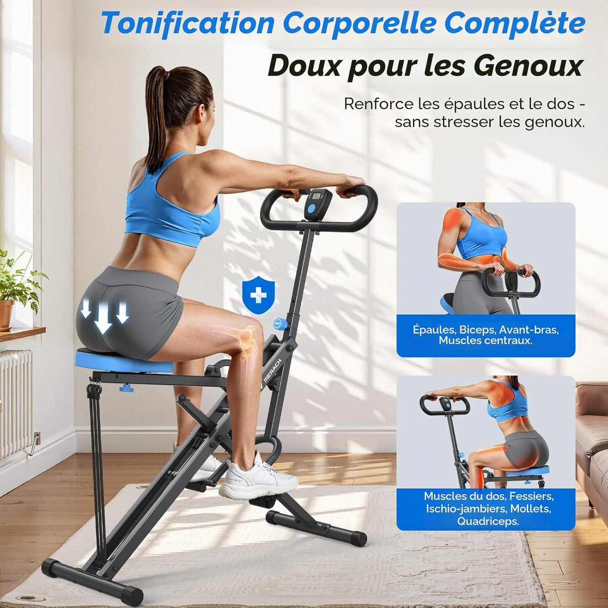 2-en-1 Machine à Squats et Rameur