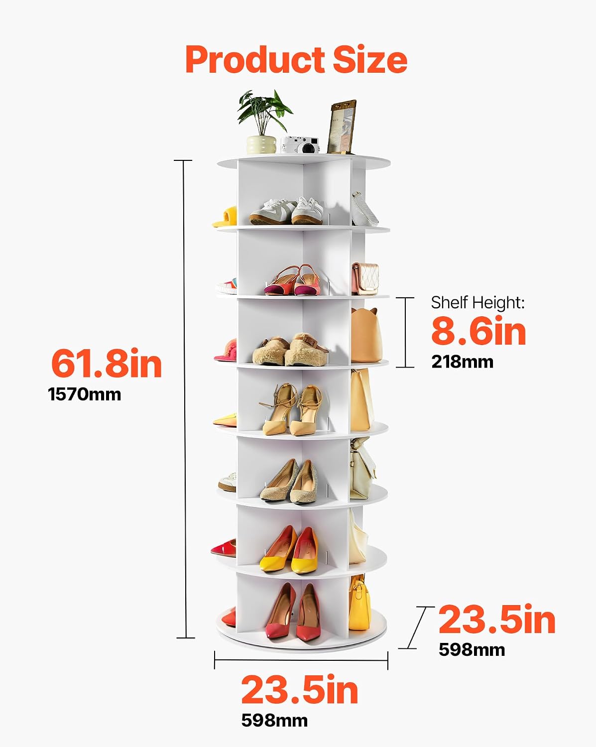 Étagère à Chaussures rotative à 6 Niveaux