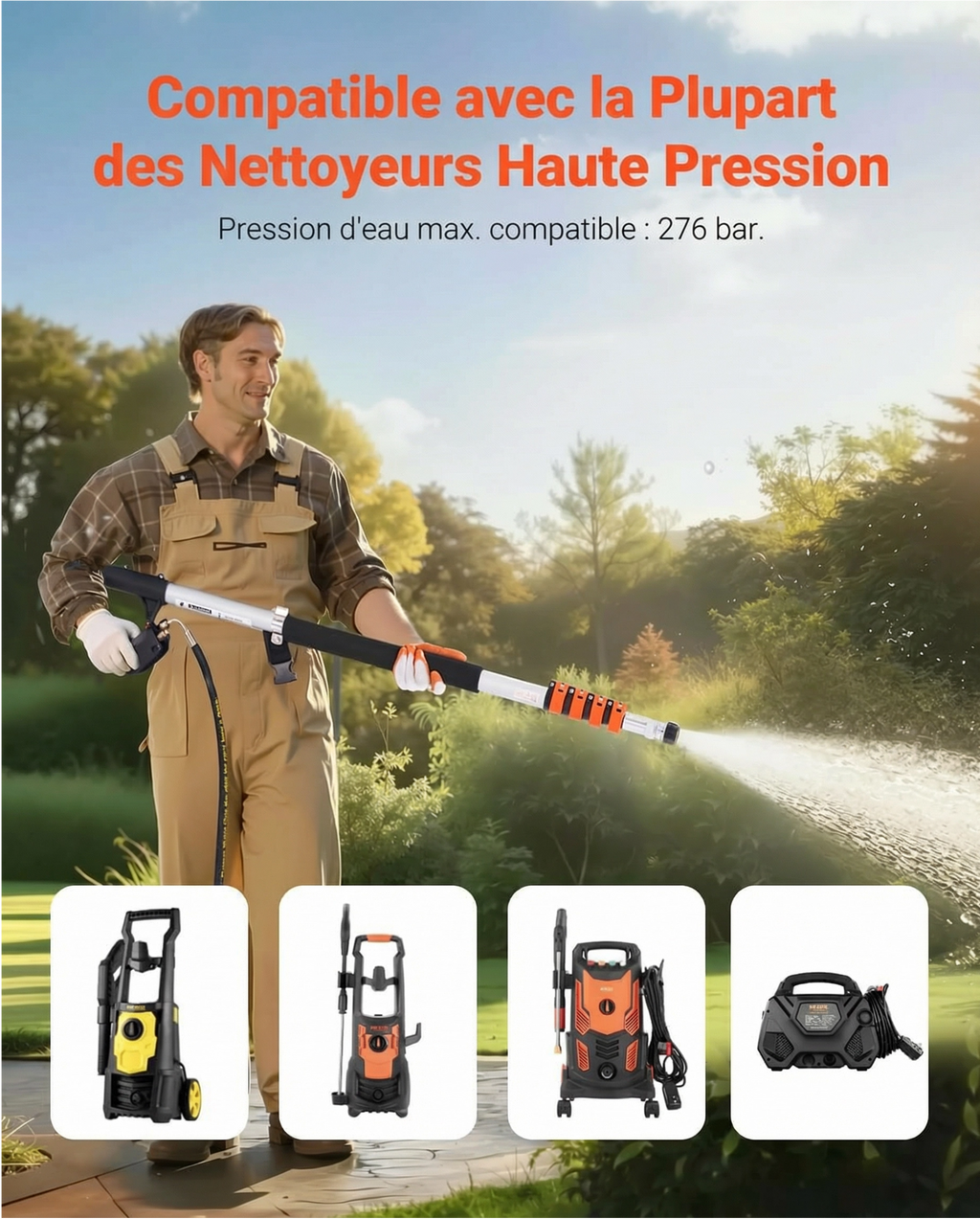 Nettoyeur Haute Pression Extensible 7,3 Mètres 4000 PSI