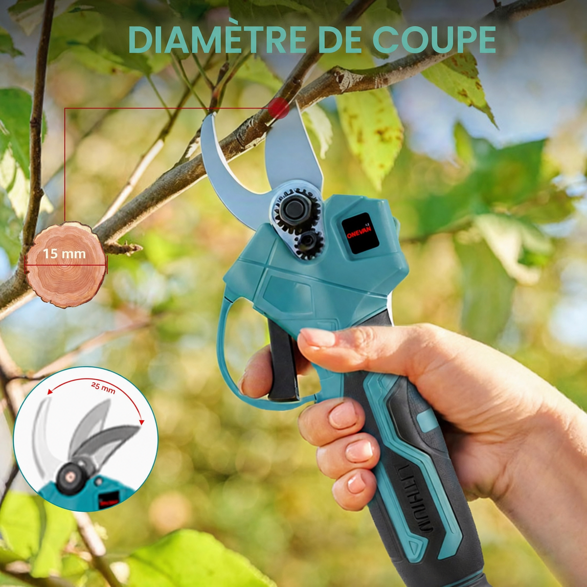 Elagueuse sur perche, 4 en 1 coupe branche 2 batteries 4Ah