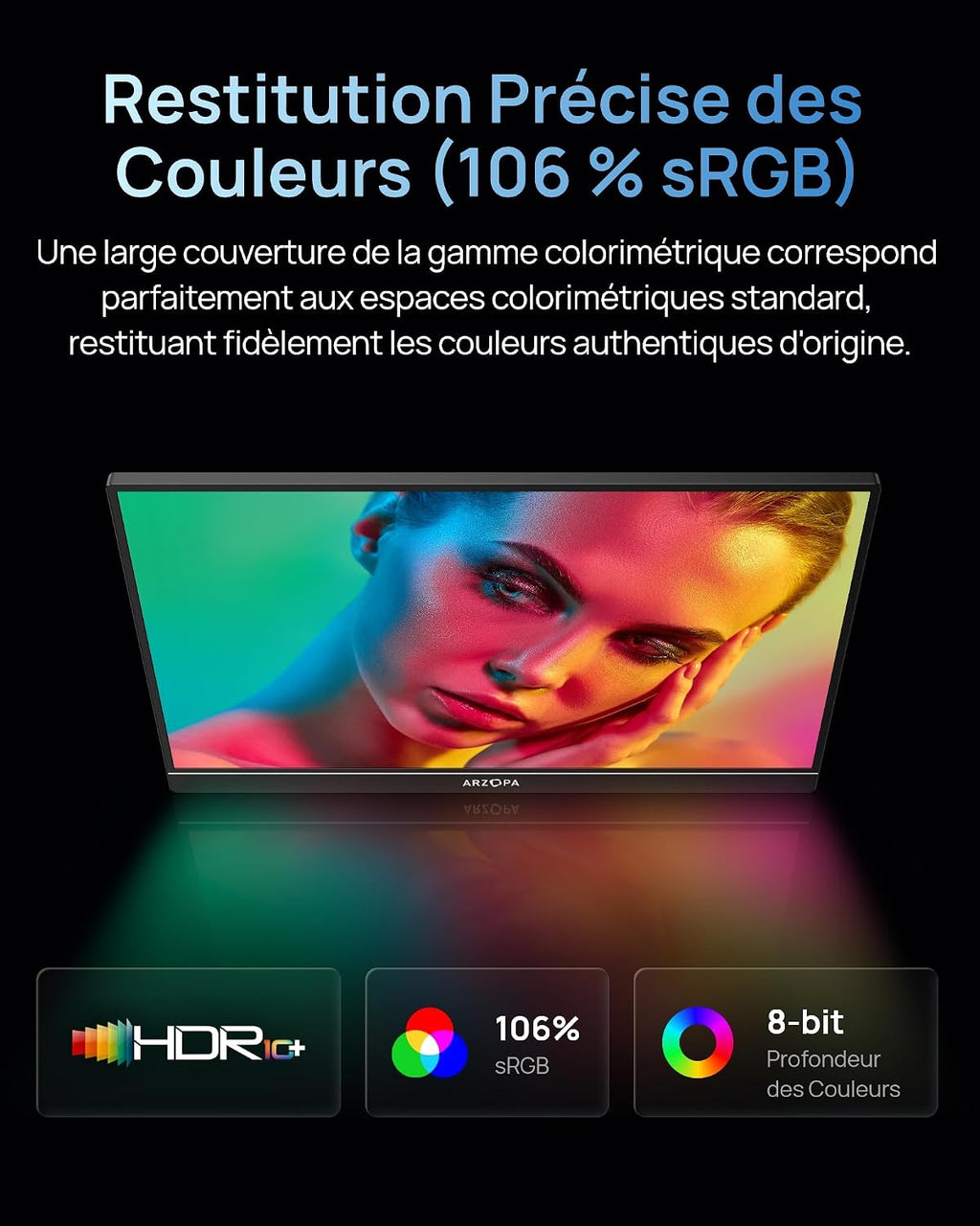 Moniteur portable ARZOPA 16,1" 144hz 1080p HD