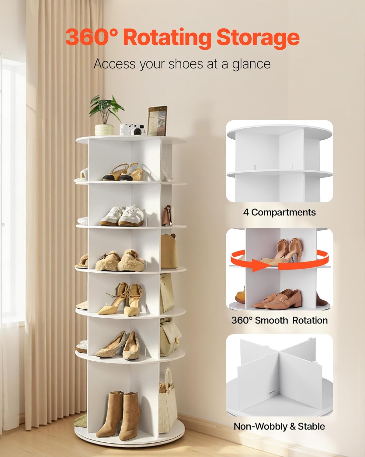 Étagère à Chaussures rotative à 6 Niveaux