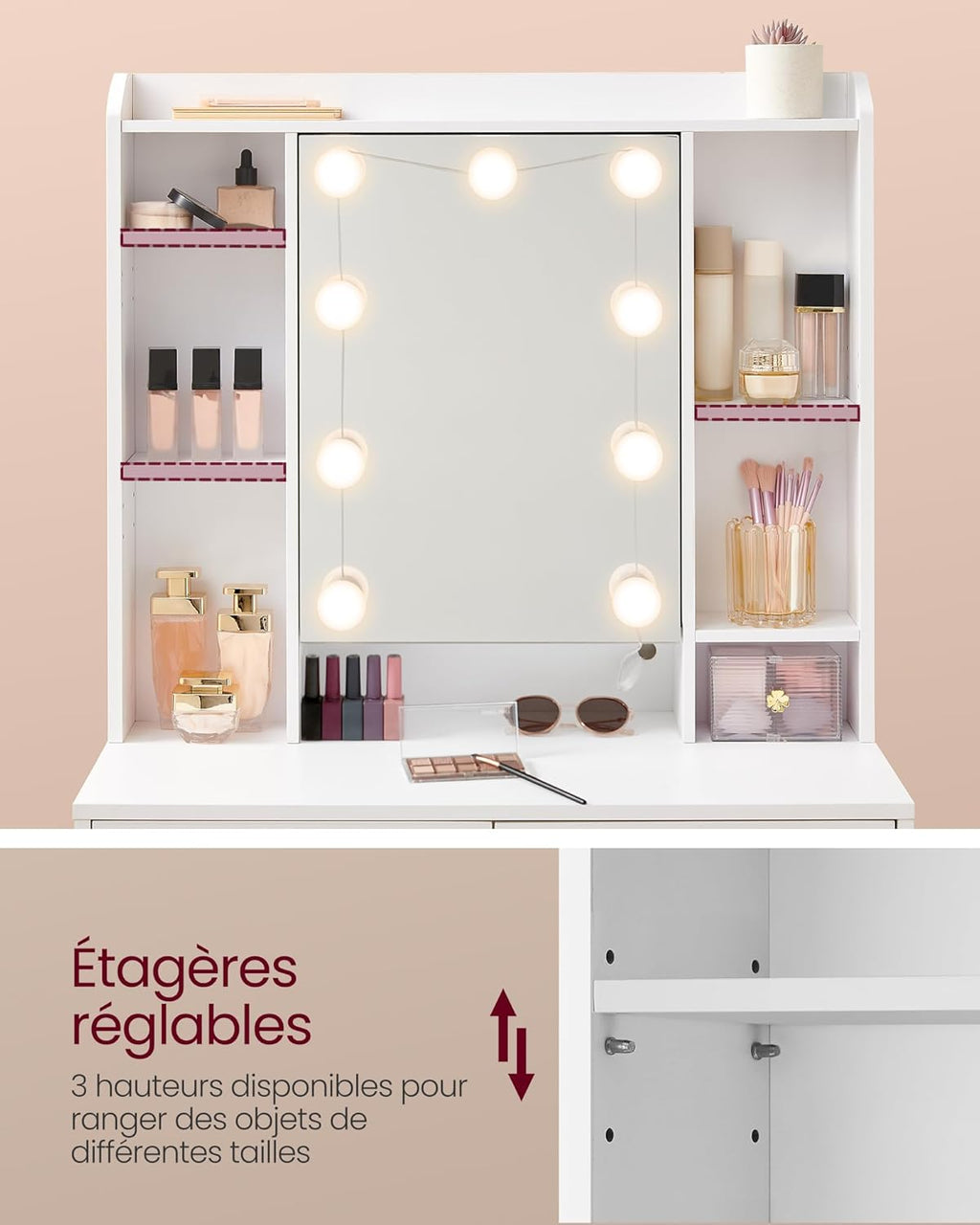 Coiffeuse avec éclairage LED
