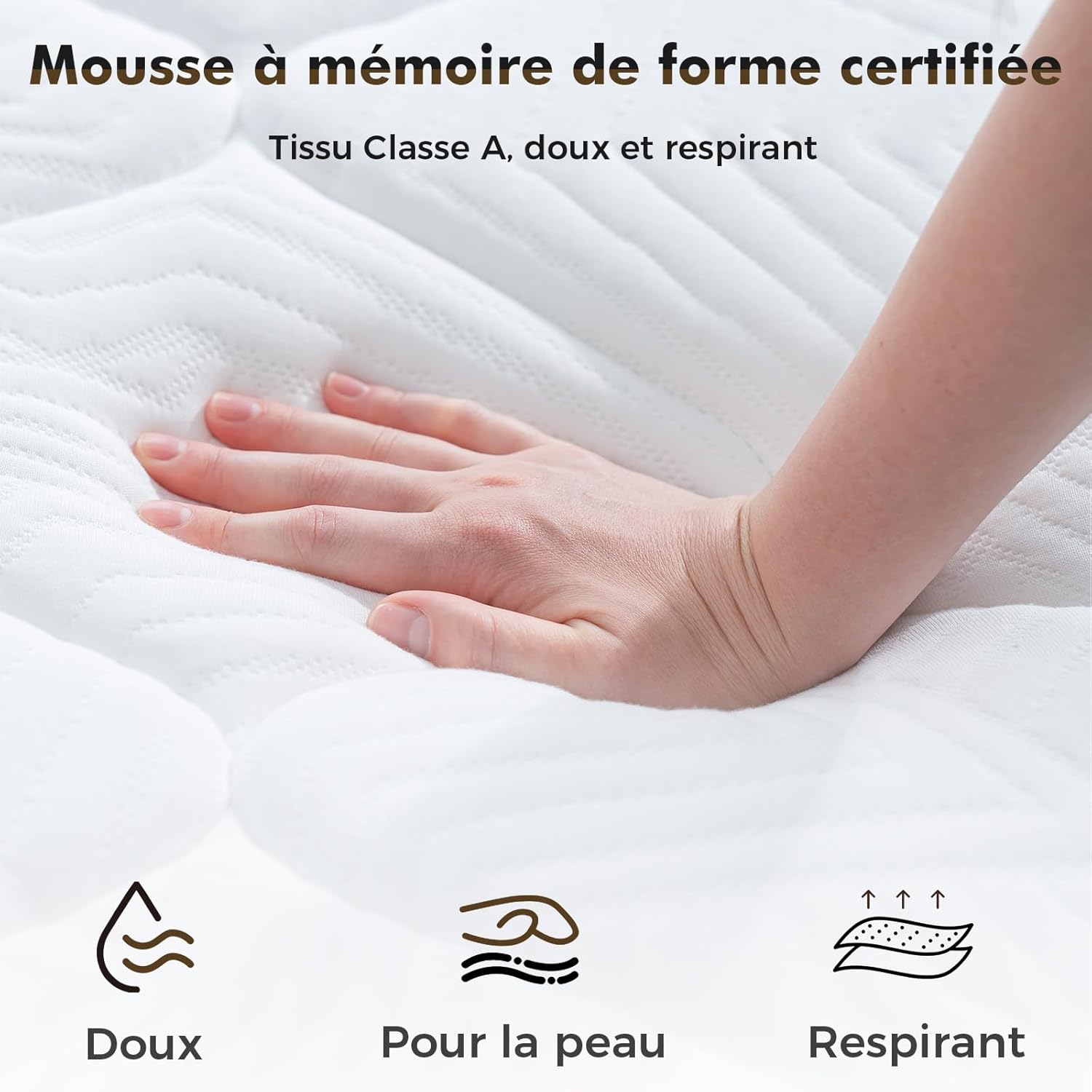 Matelas Orthopédique 140x190cm, Hauteur 25 cm, Matelas à Ressorts ensachés 7 Zones