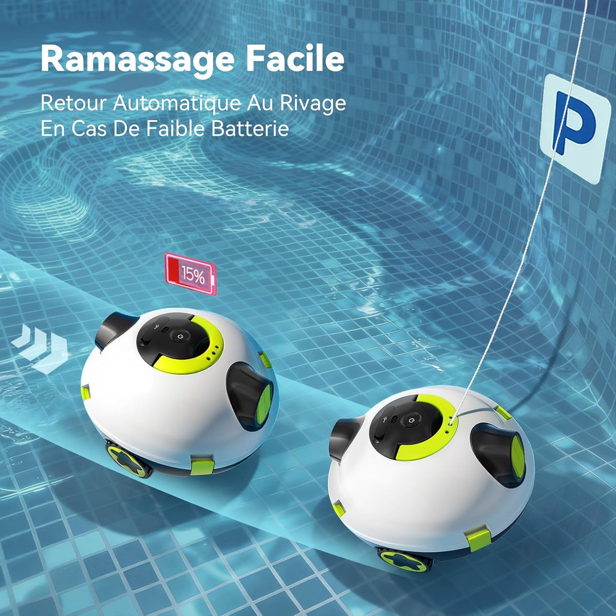 Robot Piscine sans Fil pour Le Nettoyage des Sols