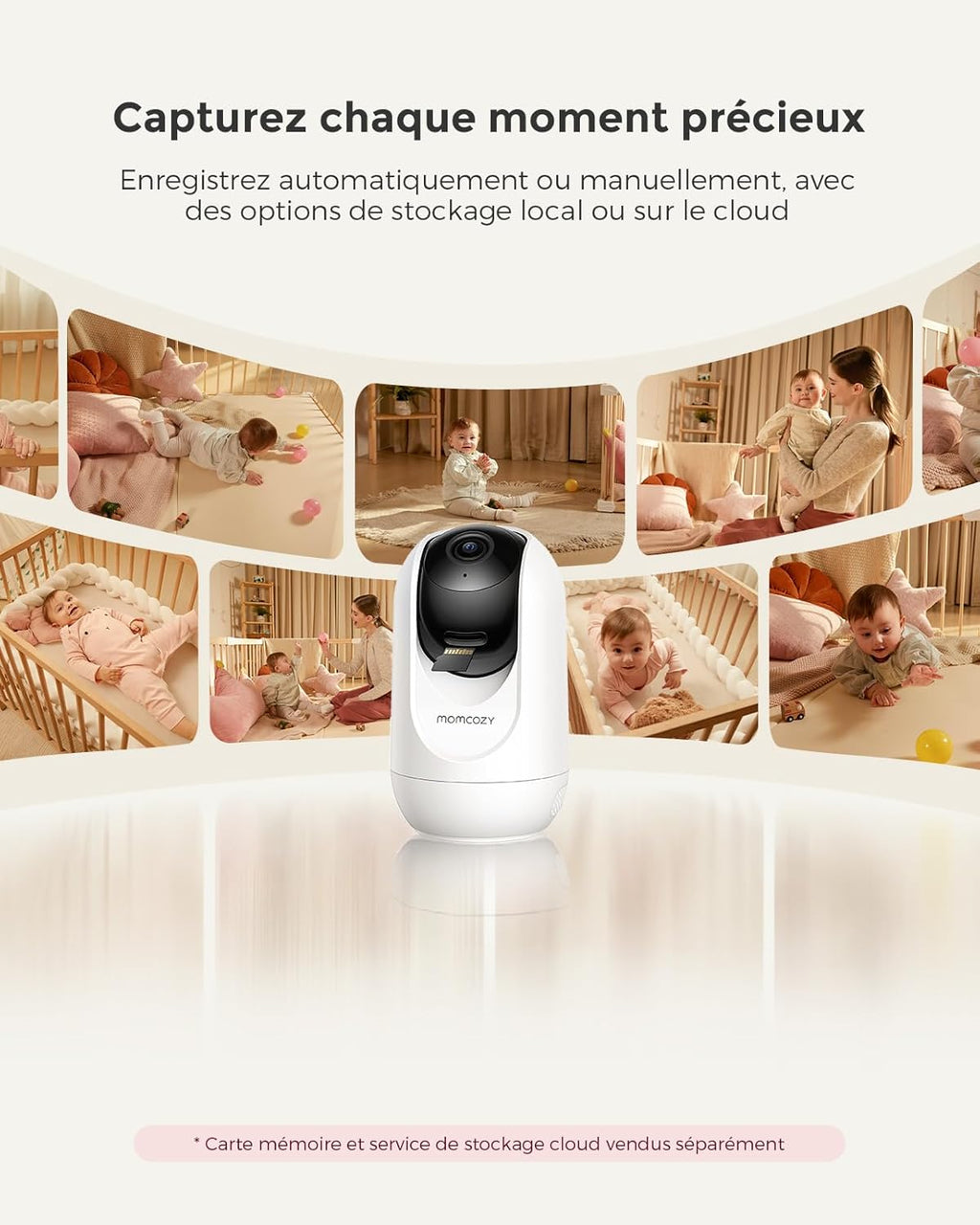 Moniteur Bébé WiFi – Caméra HD 5" 1080P Fixation Murale, Détection Mouvements/Pleurs