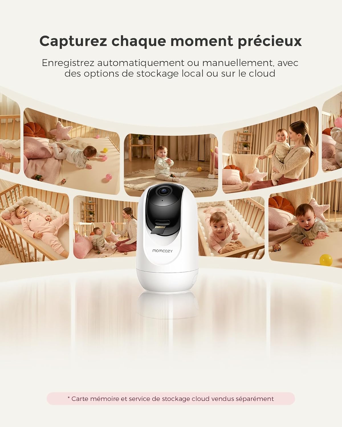 Moniteur Bébé WiFi – Caméra HD 5" 1080P Fixation Murale, Détection Mouvements/Pleurs