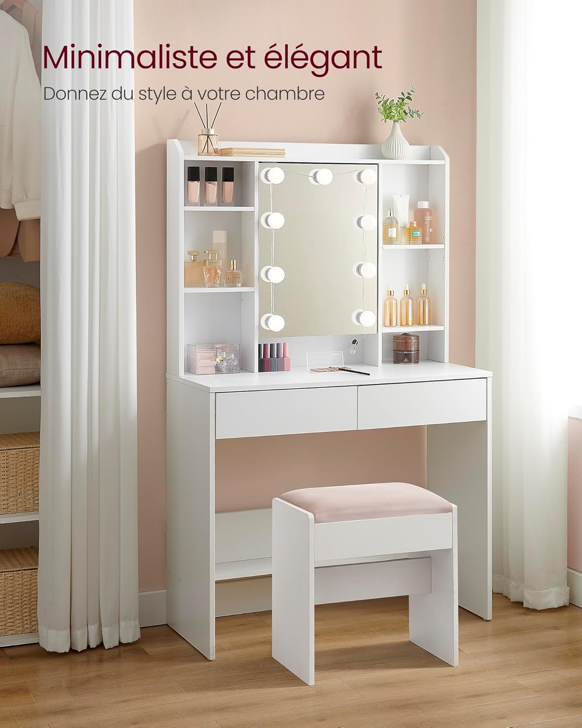Coiffeuse avec éclairage LED
