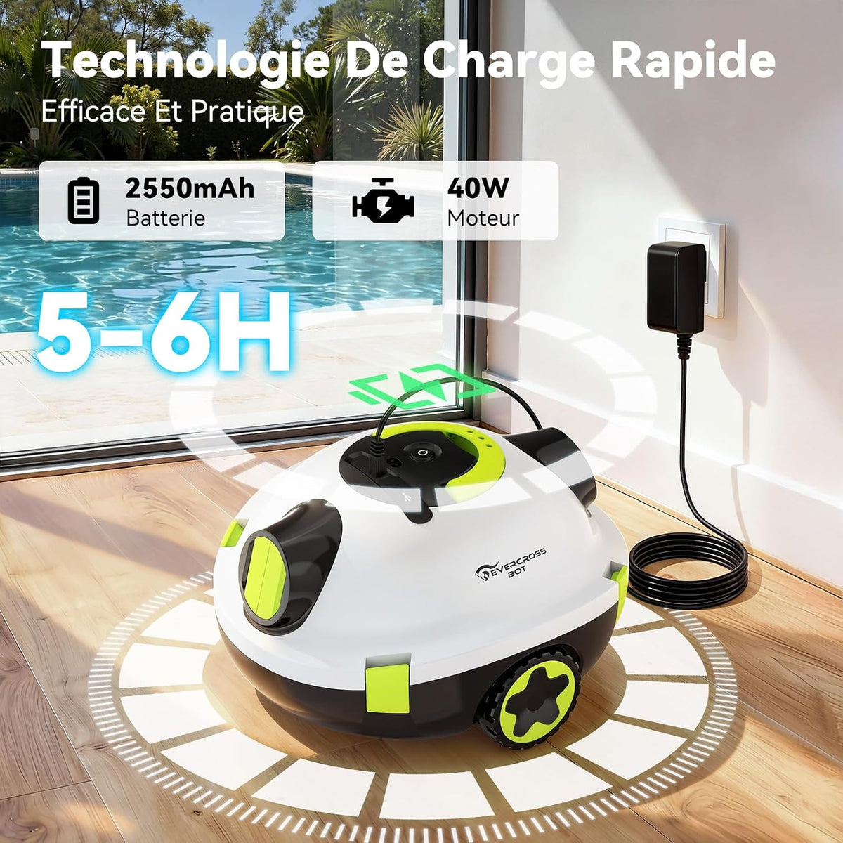 Robot Piscine sans Fil pour Le Nettoyage des Sols