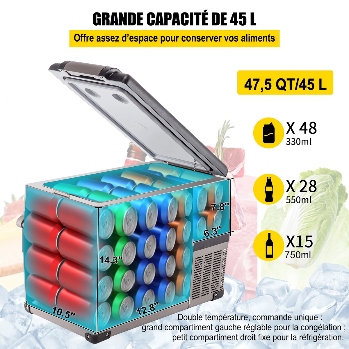 Réfrigérateur/Congélateur Portable 45L 12V