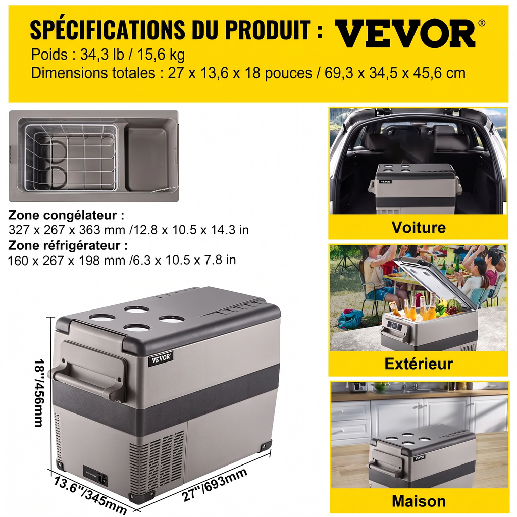 Réfrigérateur/Congélateur Portable 45L 12V